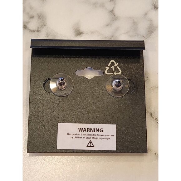 Napier Butterfly Shaped Silver-Tone Stud Earrings With Clear Crystal Accents - Picture 3 of 5